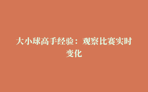 大小球高手经验：观察比赛实时变化