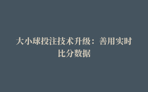 大小球投注技术升级：善用实时比分数据