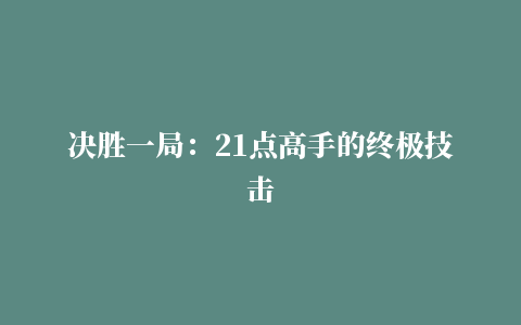 决胜一局：21点高手的终极技击