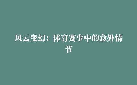 风云变幻：体育赛事中的意外情节